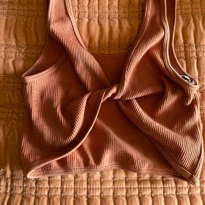 Rust Ribbed Knit Top